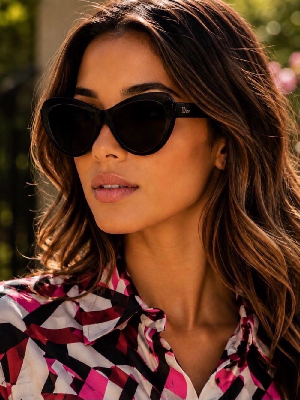 Dior Black Cat-Eye Sunglasses with Subtle Logo with Case